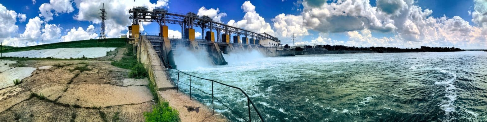 panoramic view of a hydropower plant dam