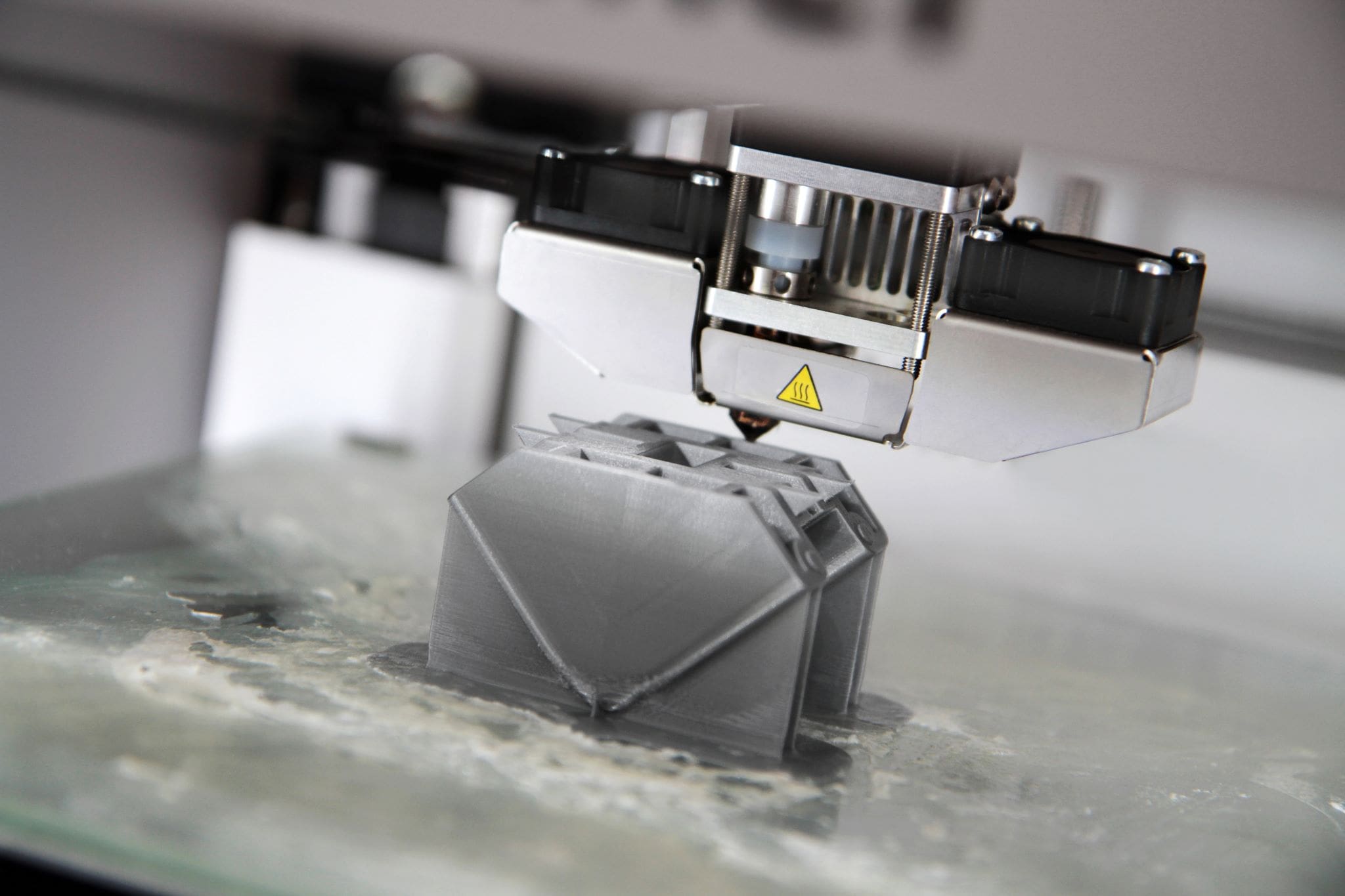 3D printer in process of additive manufacturing of an aerospace component
